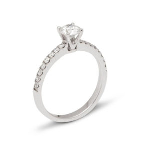 Solitaire or et diamants 0,75 ct