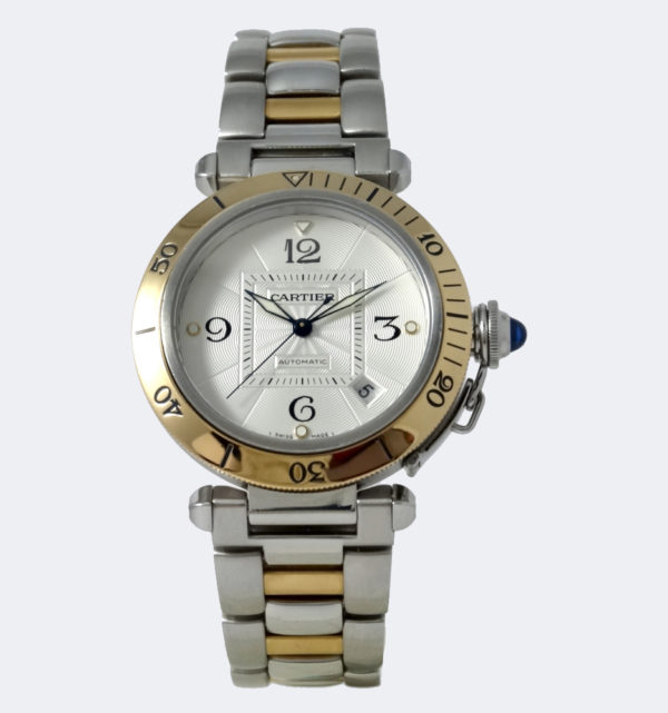 Cartier Pasha Gold & Steel 38 mm fond saphir like new