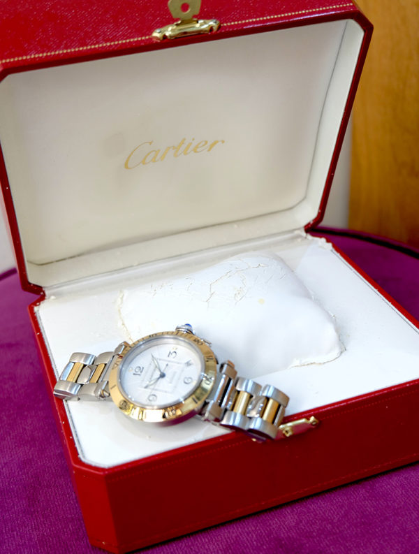 Cartier Pasha Gold & Steel 38 mm fond saphir like new
