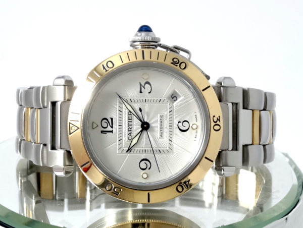 Cartier Pasha Gold & Steel 38 mm fond saphir like new