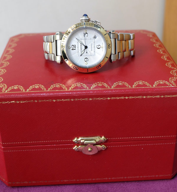 Cartier Pasha Gold & Steel 38 mm fond saphir like new