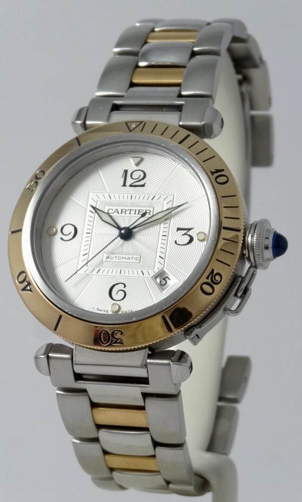 Cartier Pasha Gold & Steel 38 mm fond saphir like new