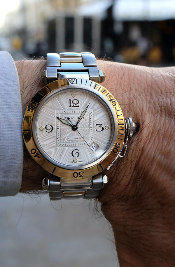 Cartier Pasha Gold & Steel 38 mm fond saphir like new