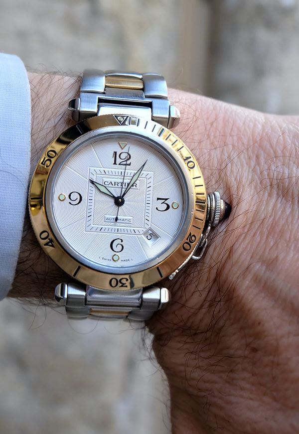 Cartier Pasha Gold & Steel 38 mm fond saphir like new